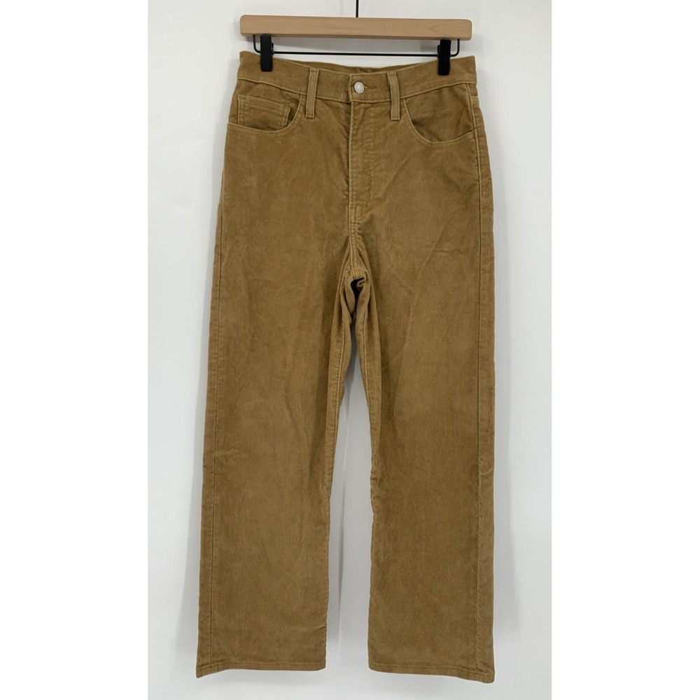Levis Ribcage Straight Ankle Corduroy Pants Women 27 Brown Fall Preppy (27x27)